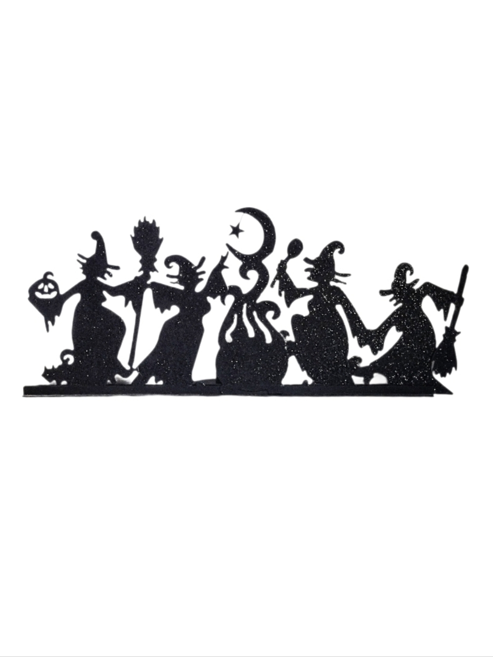 🧹 Black Glitter Metal Halloween Dancing Witches Tealight Candle Holder Decor